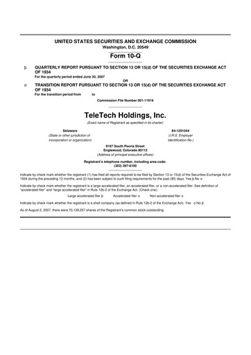 Thumbnail TTEC 10-Q Quarterly Report FY 