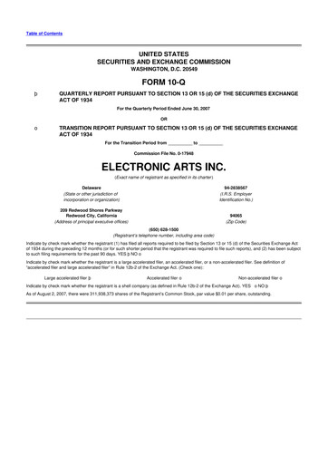 Thumbnail Electronic Arts 10-Q Quarterly Report FY 