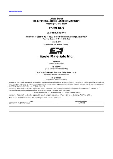 Thumbnail Eagle Materials
 10-Q Quarterly Report FY 