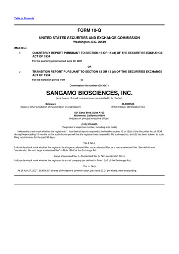Thumbnail Sangamo Therapeutics
 10-Q Quarterly Report FY 
