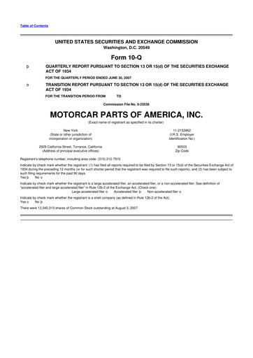 Vorschaubild Motorcar Parts of America 10-Q Quartalsbericht  