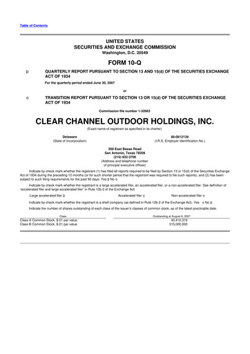 Thumbnail Clear Channel Outdoor
 10-Q Quarterly Report FY 