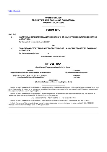 Thumbnail CEVA
 10-Q Quarterly Report FY 