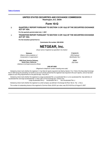 Miniature NETGEAR 10-Q Rapport trimestriel  