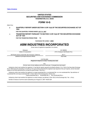 Thumbnail ABM Industries
 10-Q Quarterly Report FY 