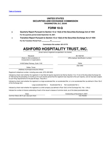 Thumbnail Ashford Hospitality Trust 10-Q Quarterly Report FY 