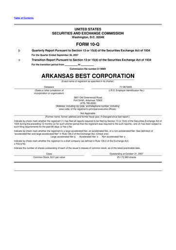 Thumbnail ArcBest 10-Q Quarterly Report FY 