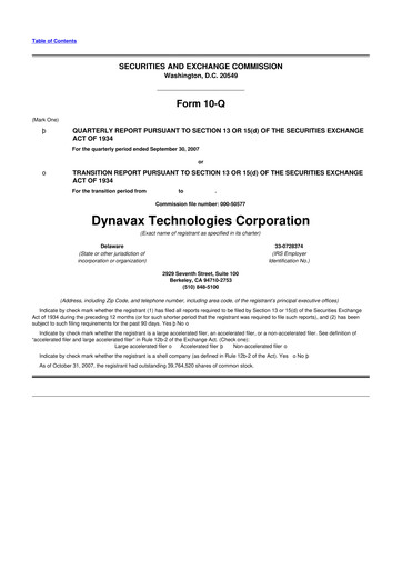 Thumbnail Dynavax Technologies
 10-Q Quarterly Report FY 