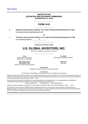 Thumbnail U.S. Global Investors 10-Q Quarterly Report FY 