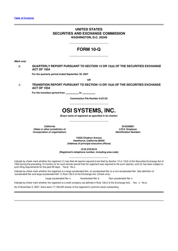 Thumbnail OSI Systems
 10-Q Quarterly Report FY 