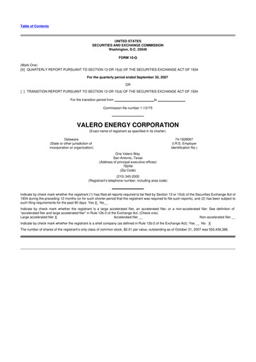 Vorschaubild Valero Energy 10-Q Quartalsbericht  