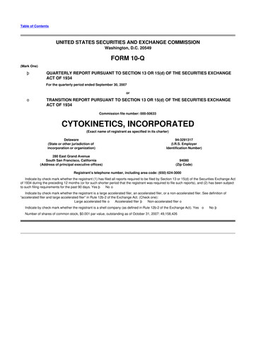 Thumbnail Cytokinetics
 10-Q Quarterly Report FY 