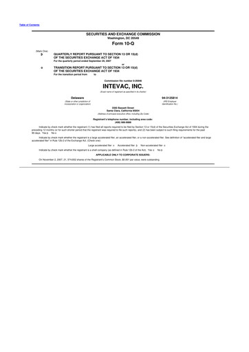 Thumbnail Intevac
 10-Q Quarterly Report FY 