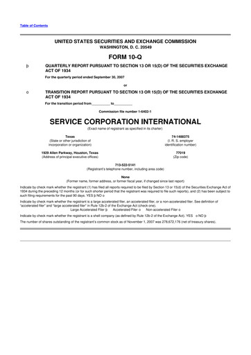Miniature Service Corporation International
 10-Q Rapport trimestriel  