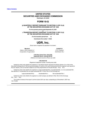 Thumbnail UDR Apartments 10-Q Quarterly Report FY 