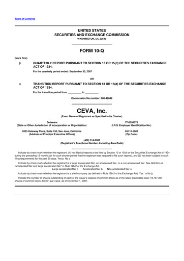 Thumbnail CEVA
 10-Q Quarterly Report FY 