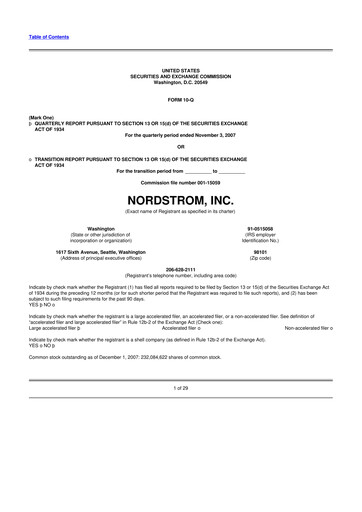 Thumbnail Nordstrom 10-Q Quarterly Report FY 