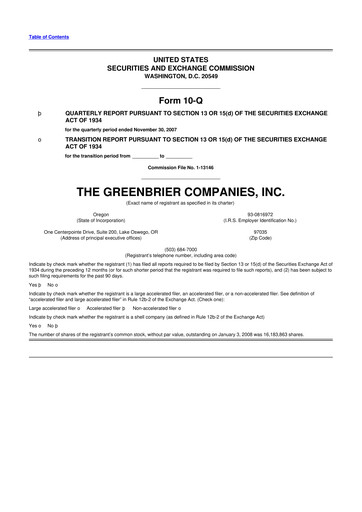Thumbnail The Greenbrier Companies
 10-Q Quarterly Report FY 
