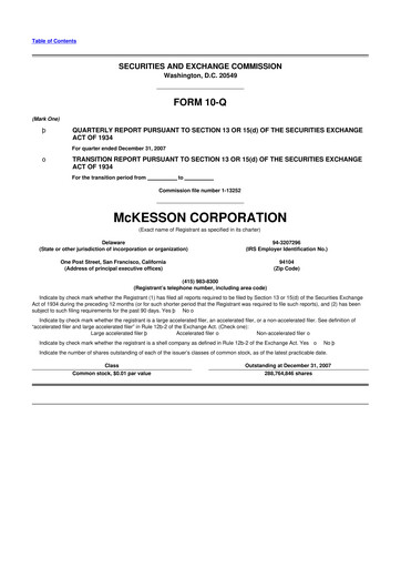 Miniature McKesson 10-Q Rapport trimestriel  