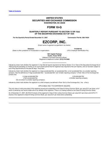 Thumbnail EZCorp 10-Q Quarterly Report FY 