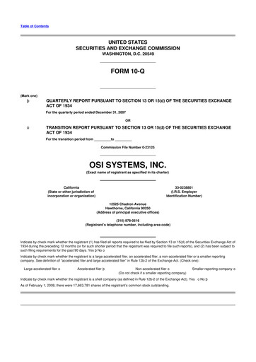 Thumbnail OSI Systems
 10-Q Quarterly Report FY 