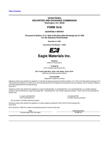 Thumbnail Eagle Materials
 10-Q Quarterly Report FY 