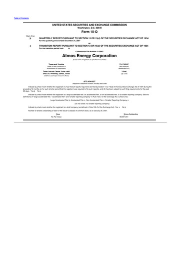 Vorschaubild Atmos Energy 10-Q Quartalsbericht  