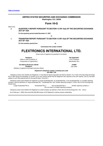 Miniature Flex 10-Q Rapport trimestriel  