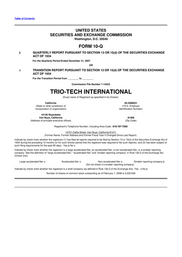 Thumbnail Trio-Tech International 10-Q Quarterly Report FY2008-02-12 