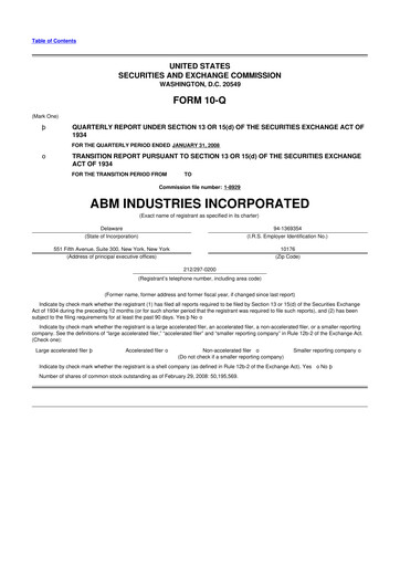Thumbnail ABM Industries
 10-Q Quarterly Report FY 