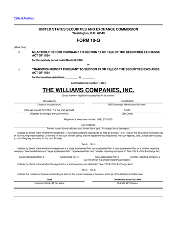 Thumbnail Williams Companies
 10-Q Quarterly Report FY 