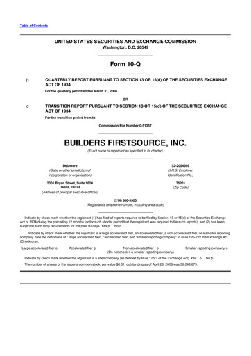 Miniature Builders FirstSource
 10-Q Rapport trimestriel  