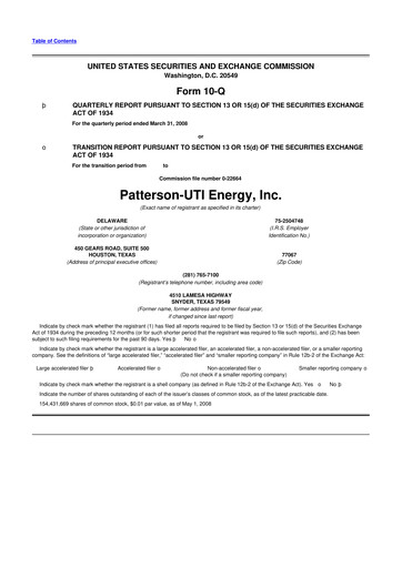 Thumbnail Patterson-UTI Energy 10-Q Quarterly Report FY 