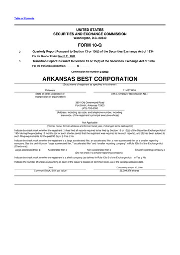 Thumbnail ArcBest 10-Q Quarterly Report FY 