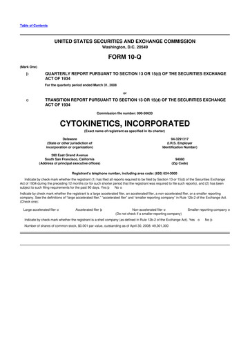 Thumbnail Cytokinetics
 10-Q Quarterly Report FY 