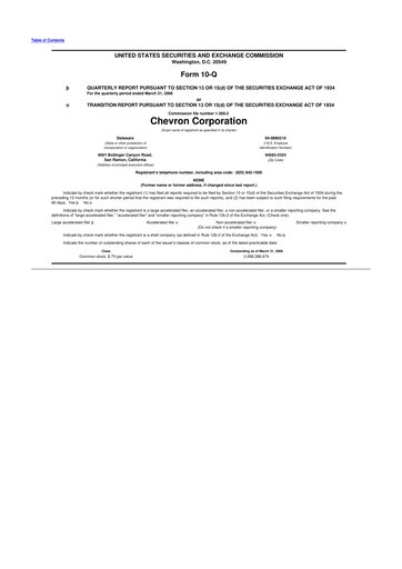 Thumbnail Chevron 10-Q Quarterly Report FY 