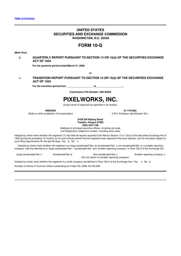 Miniature Pixelworks 10-Q Rapport trimestriel  