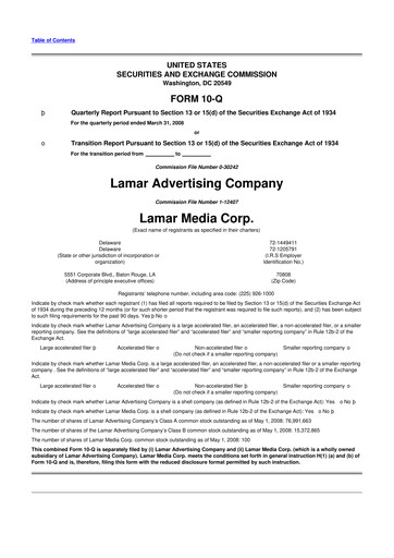 Thumbnail Lamar Advertising 10-Q Quarterly Report FY 