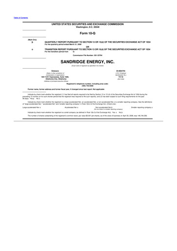 Thumbnail SandRidge Energy
 10-Q Quarterly Report FY 