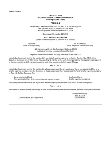 Vorschaubild Wells Fargo 10-Q Quartalsbericht  