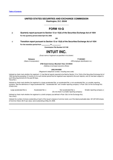 Miniature Intuit 10-Q Rapport trimestriel  
