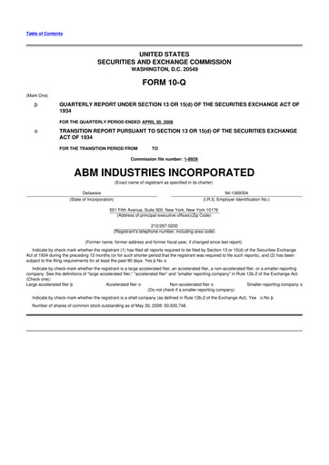Thumbnail ABM Industries
 10-Q Quarterly Report FY 