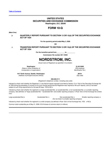 Thumbnail Nordstrom 10-Q Quarterly Report FY 