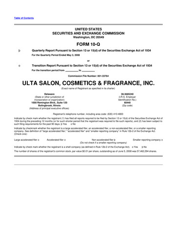 Thumbnail ULTA Beauty
 10-Q Quarterly Report FY 