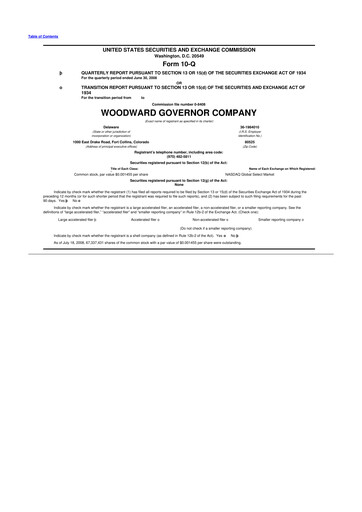 Thumbnail Woodward 10-Q Quarterly Report FY 