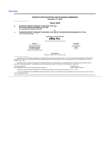 Thumbnail eBay 10-Q Quarterly Report FY 