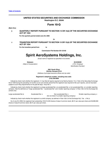 Miniature Spirit AeroSystems 10-Q Rapport trimestriel  