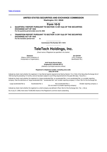 Thumbnail TTEC 10-Q Quarterly Report FY 