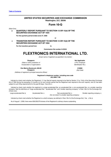 Miniature Flex 10-Q Rapport trimestriel  