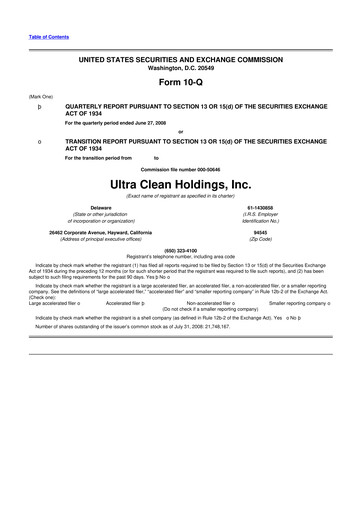 Vorschaubild UCT (Ultra Clean Holdings) 10-Q Quartalsbericht  